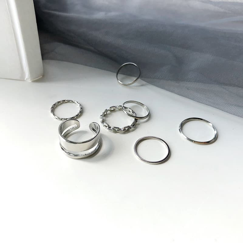 Set, fashionable small design brand ring, 7 pieces, light luxury style, European style 5