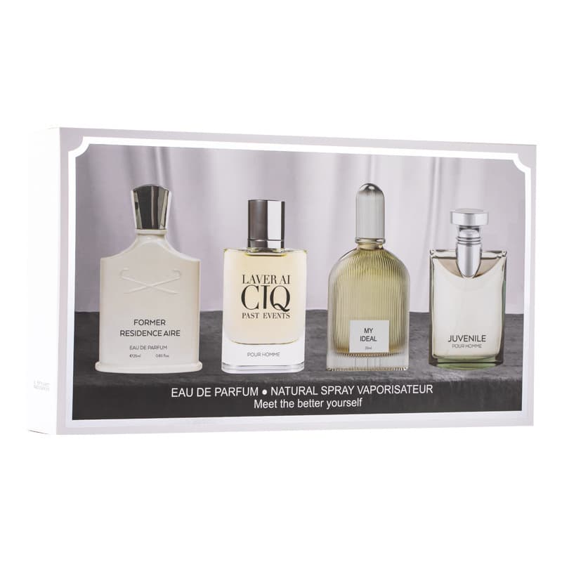 Men's fashionable perfume, gift box, silver fresh set, long lasting light fragrance 5