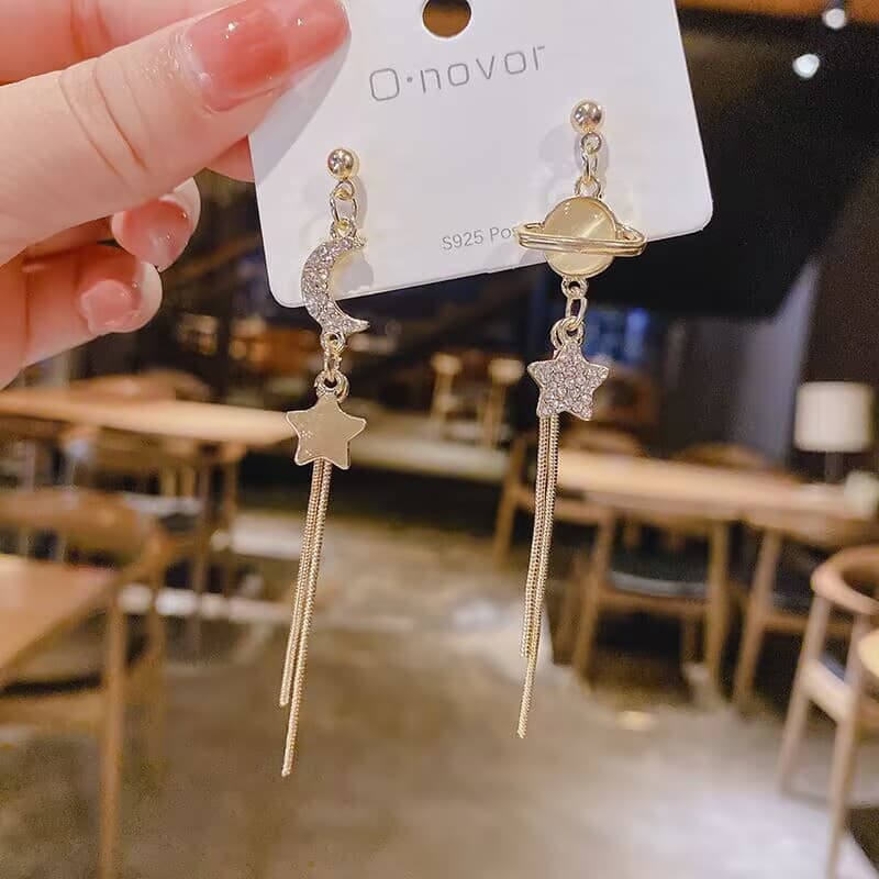 (Wholesale), geometric fashionable retro earrings from pearl with tassels, silver 925 sample, high-quality style 3