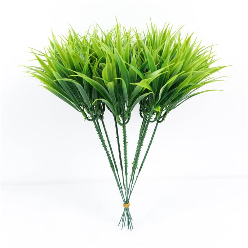 Simulation Green Plants Single 5 Fork Little Spring Cao Person Puppet Flower Plants Artificial Plastic Flower Plant Wall accessories grass wholesale