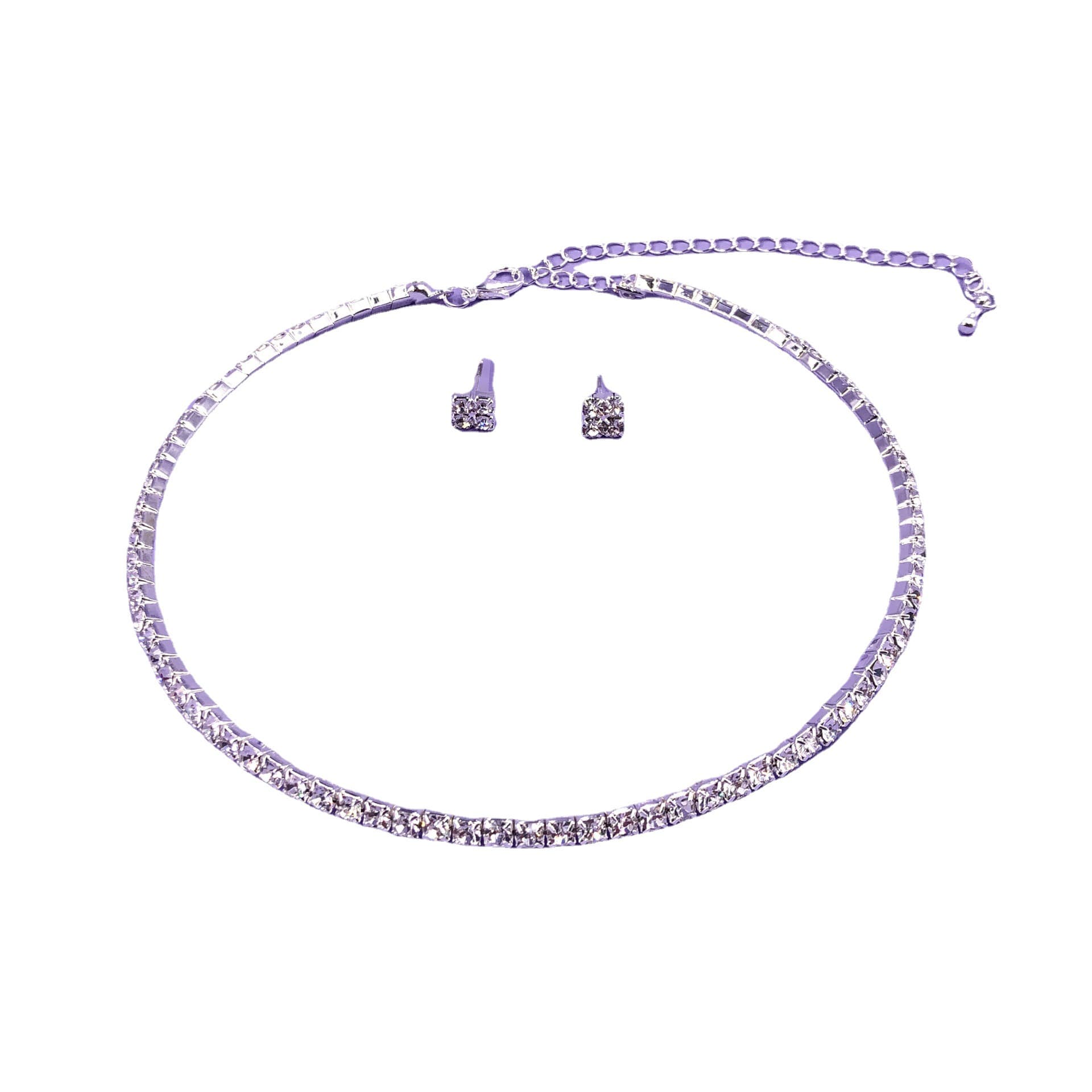 Wedding Rhinestone Geometric Necklace Jewelry Set 5