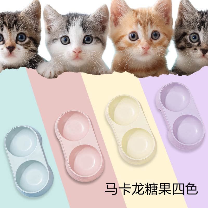 Cat bowl pet double bowl cat basin macaron candy color pet feeding bowl export quality color bowl pet dog 4