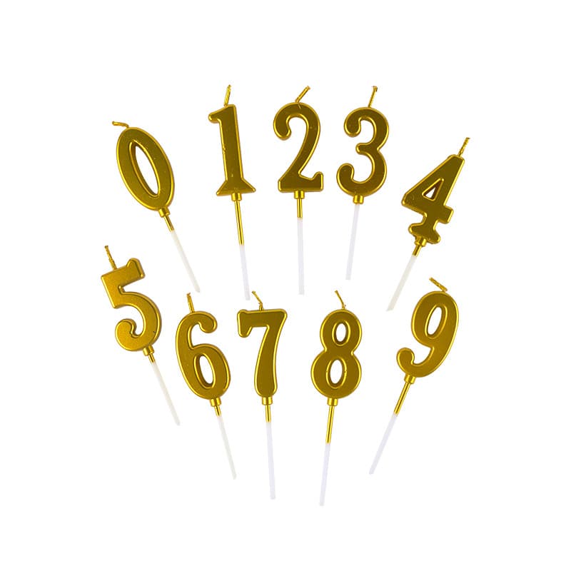 Spraying gold figure candle birthday cake candle creative number 0-9 party packaging candle party party birthday 5