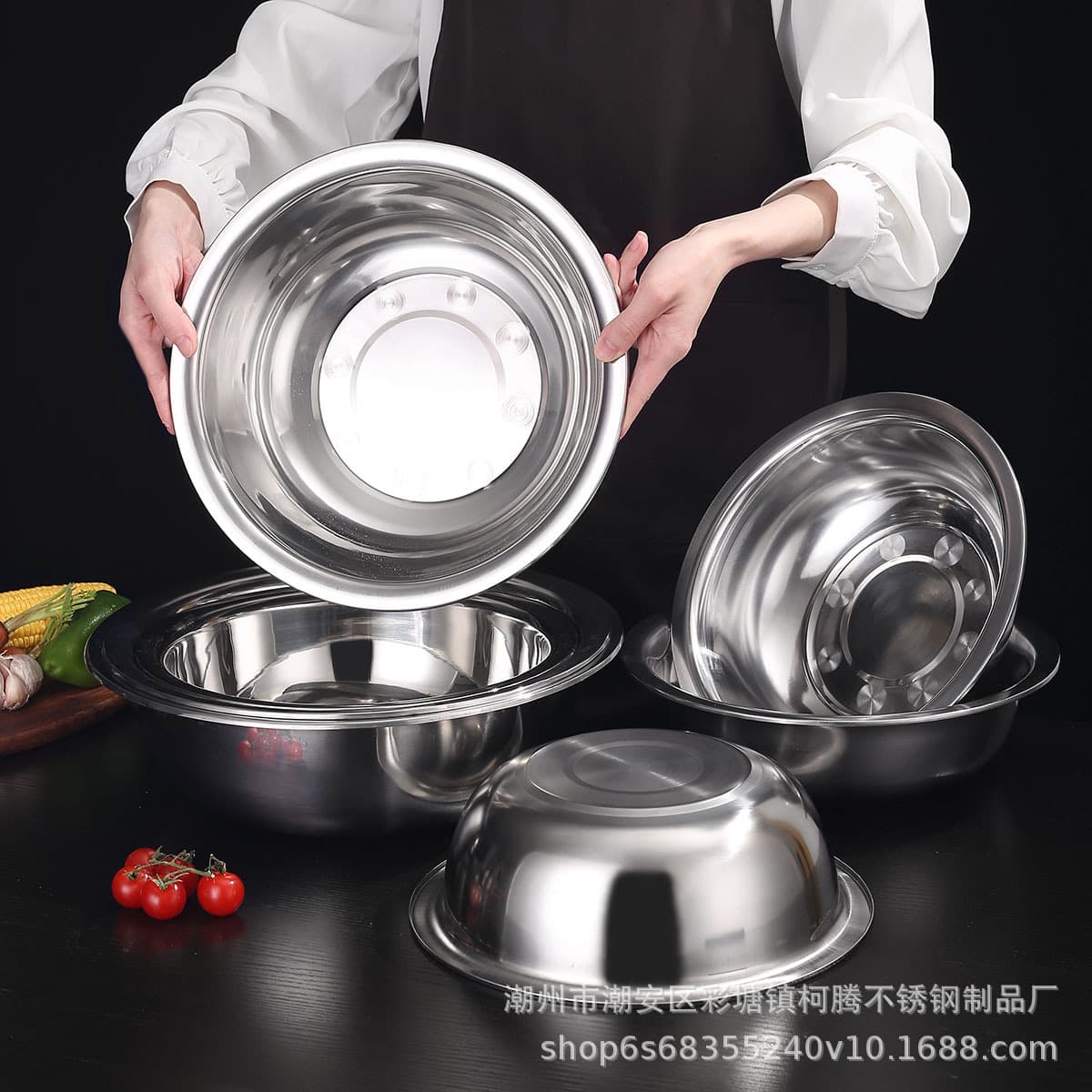 304 stainless steel soup basin with magnetic non -magnetic 304 soup bowl school cafeteria thickened multi -use pots wholesale vegetable basin basin 3