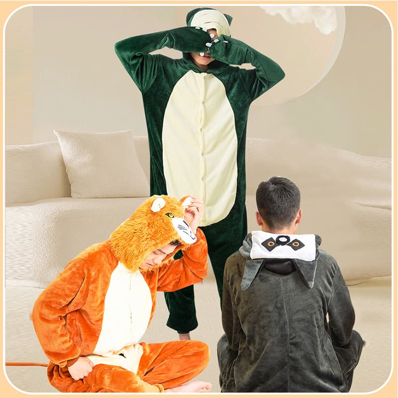 Cartoon bathrobe, flannel pijama for men and women, warm dinosaur, for beloved 3
