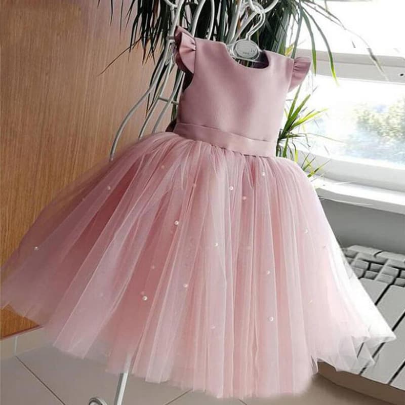Fuchsia small princess costume with bow, piano, dress, Birthday gift, noble cut 2