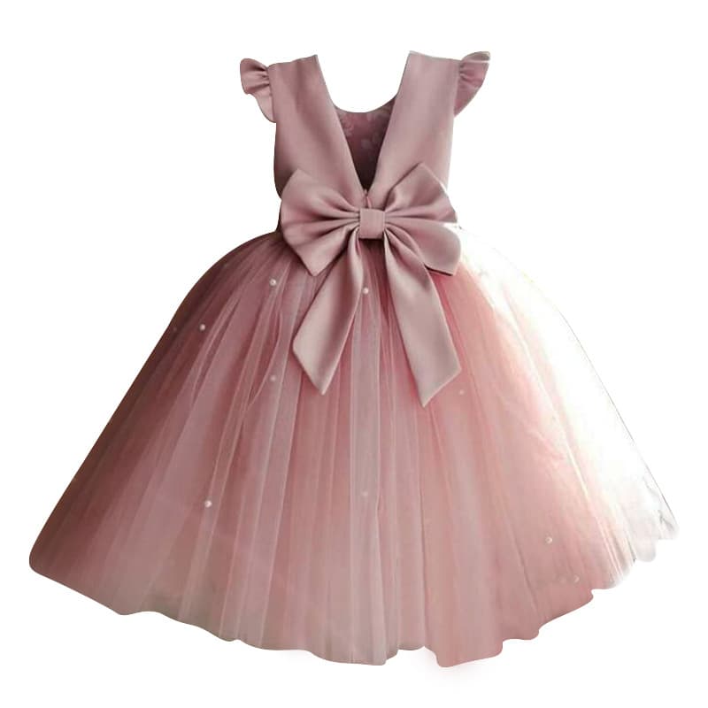 Fuchsia small princess costume with bow, piano, dress, Birthday gift, noble cut 5