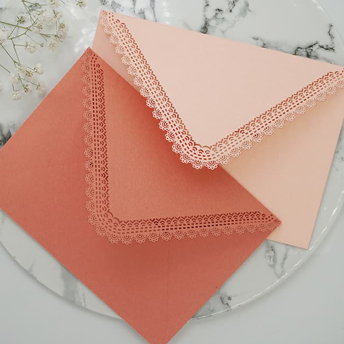 Engraved lace envelopes, high-end wedding invitations in stock, minimum order 2,000 pieces 4
