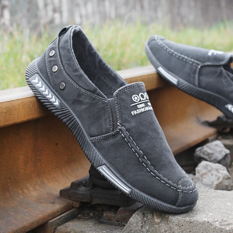 Old Beijing cloth shoes men's spring new casual canvas shoes low top breathable one-foot lazier shoes soft sole work shoes 2