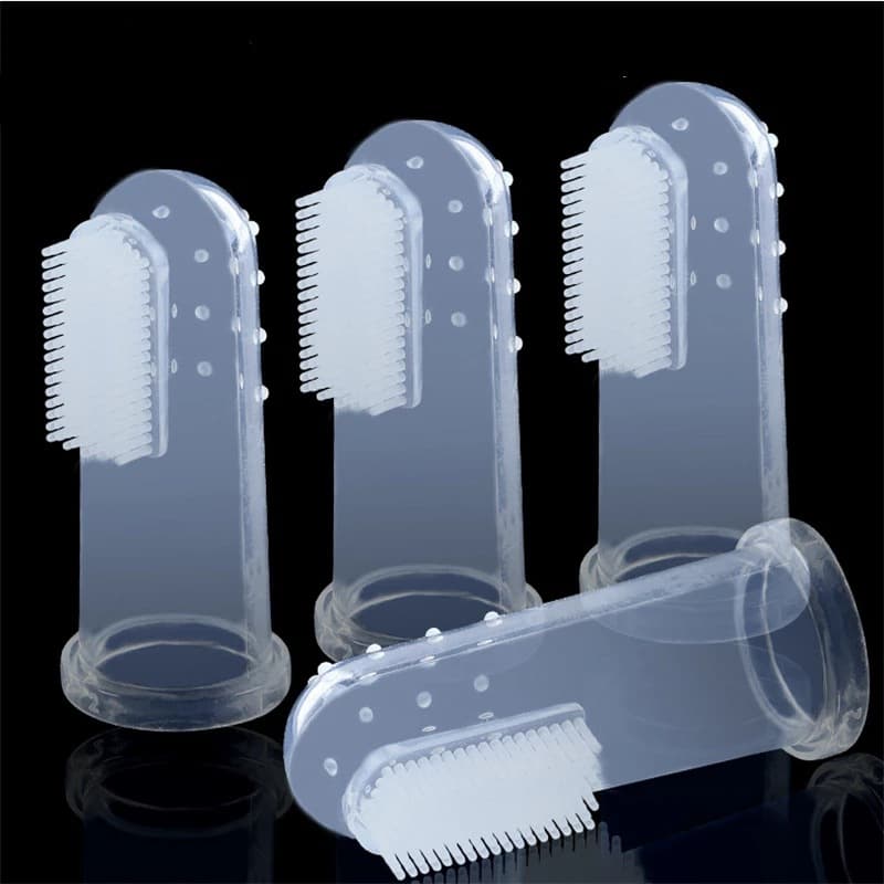 Children's grabber, soft silicone toothbrush, box for baby teeth, rubber brush, pet 3
