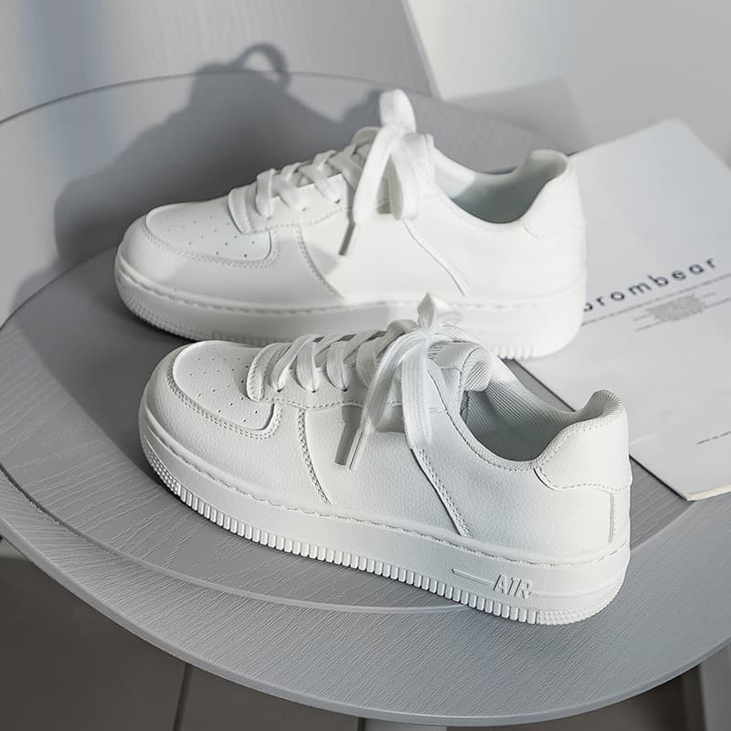 Casual fashionable white sneakers for students with shoelaces, suitable for spring and autumn, for beloved 2