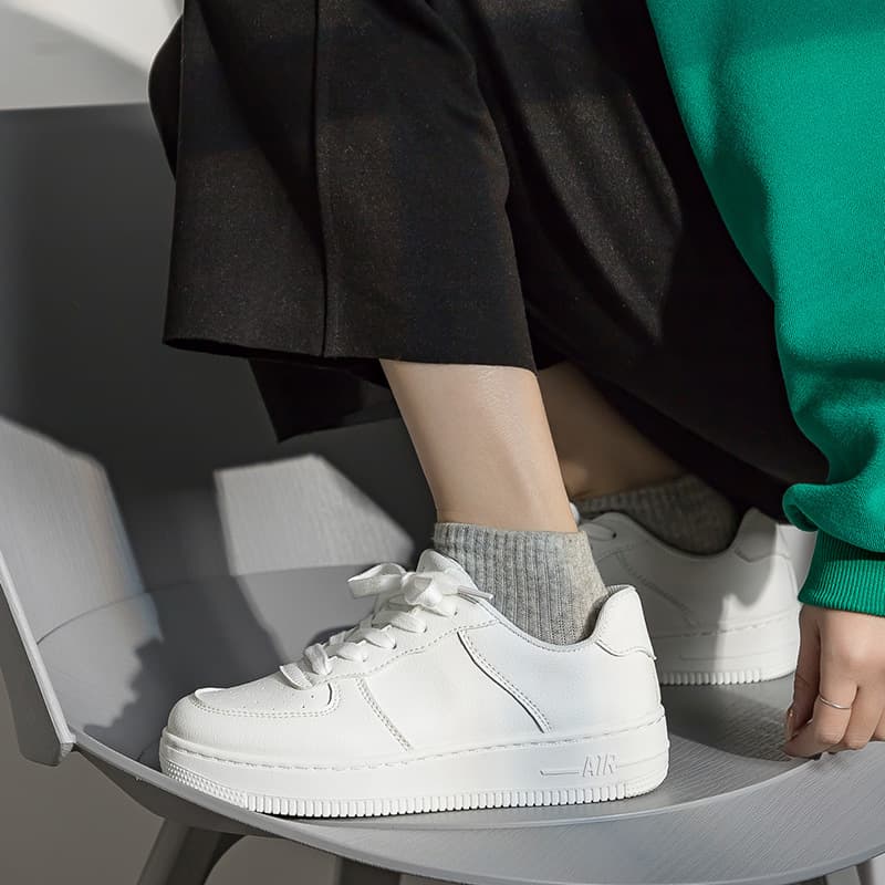 Casual fashionable white sneakers for students with shoelaces, suitable for spring and autumn, for beloved 3