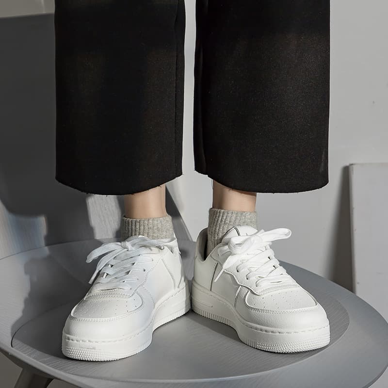 Casual fashionable white sneakers for students with shoelaces, suitable for spring and autumn, for beloved 4