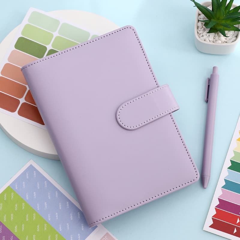 Macaron A6PU leather pages bookkeeping notebook wholesale creative cash budget financial planner handbook 4