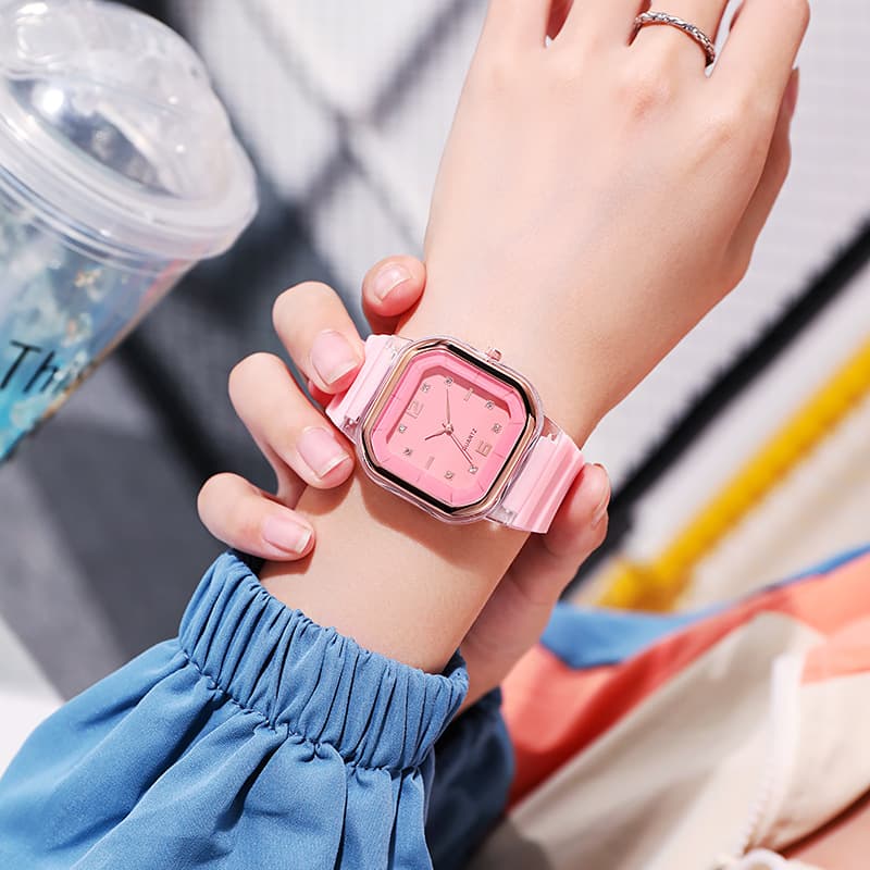 Square women's watch, silicone diamond trend children's watch, fashionable swiss watch 3