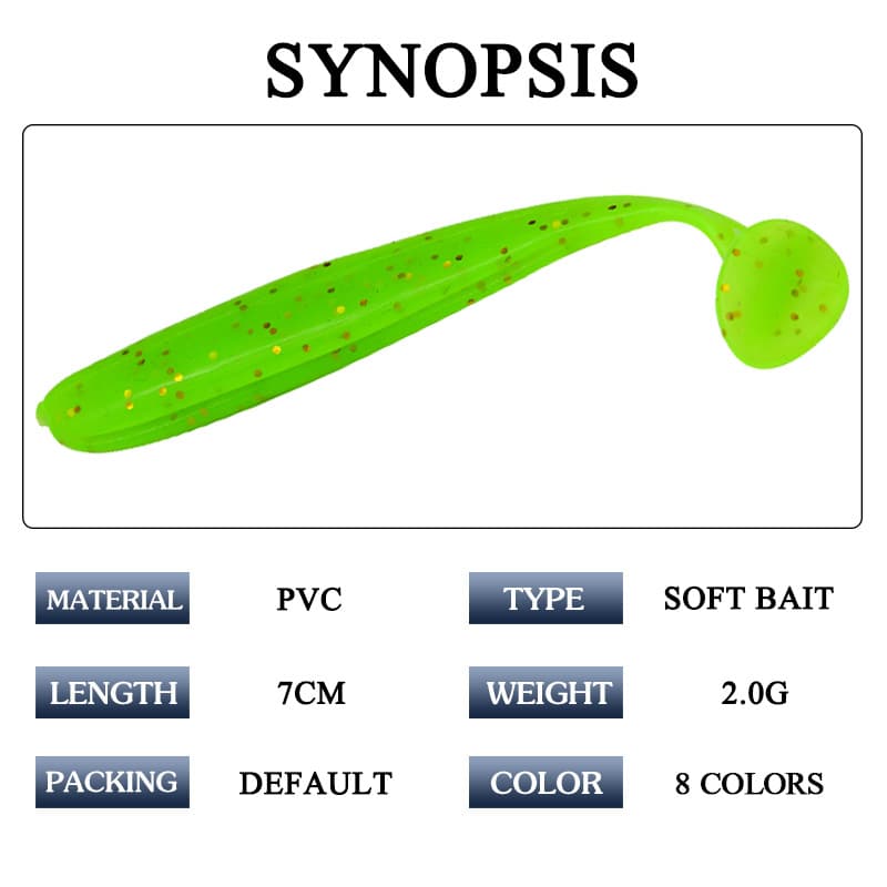 Factory wholesale tail soft bait 7cm2g Luya bait tail soft worm roller rolling fishing bait monochrome tail bait 2