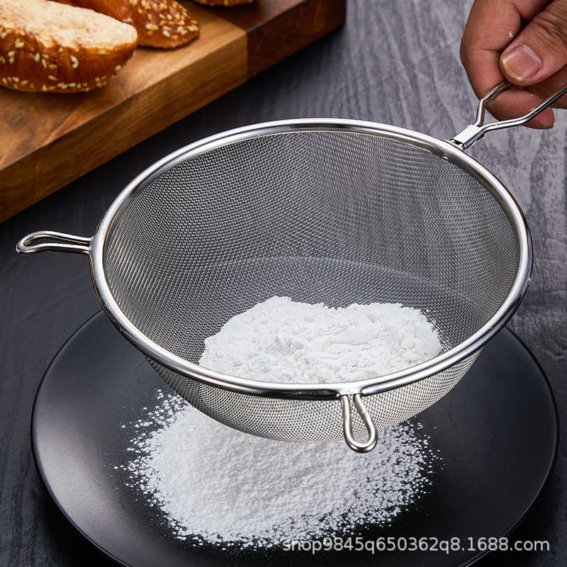 Baking stainless steel flour filter sieve soy milk filter sink, cooking coordinates, two -ear mesh, snacks and potato fried net 3