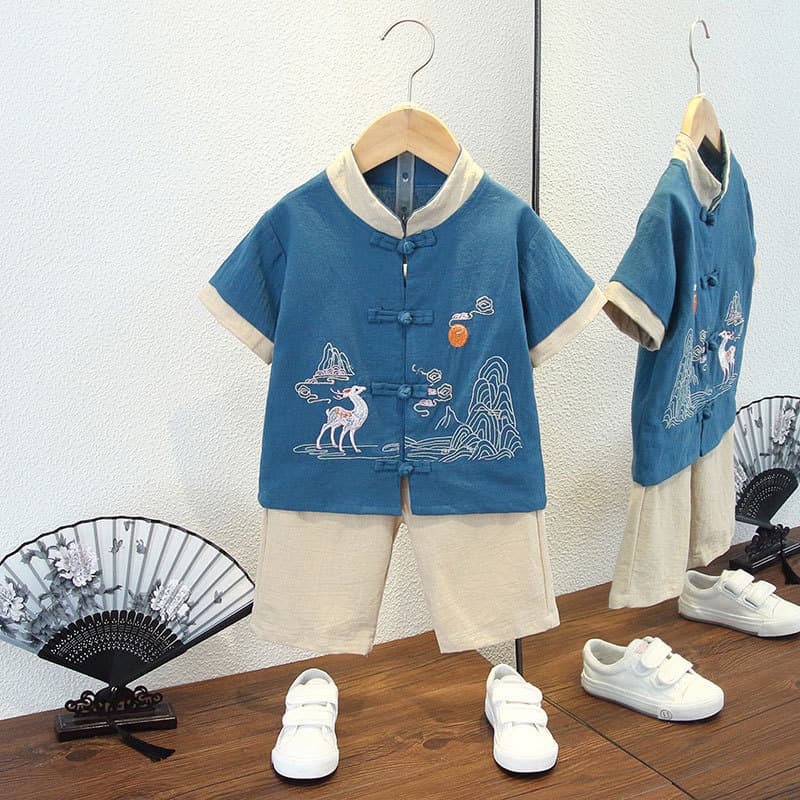 Hanfu for boys, children's summer clothing, summer set, dress, Chinese style, special occasion clothing 2