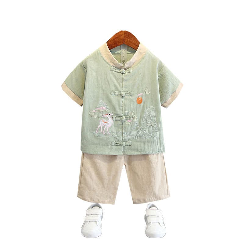 Hanfu for boys, children's summer clothing, summer set, dress, Chinese style, special occasion clothing 5