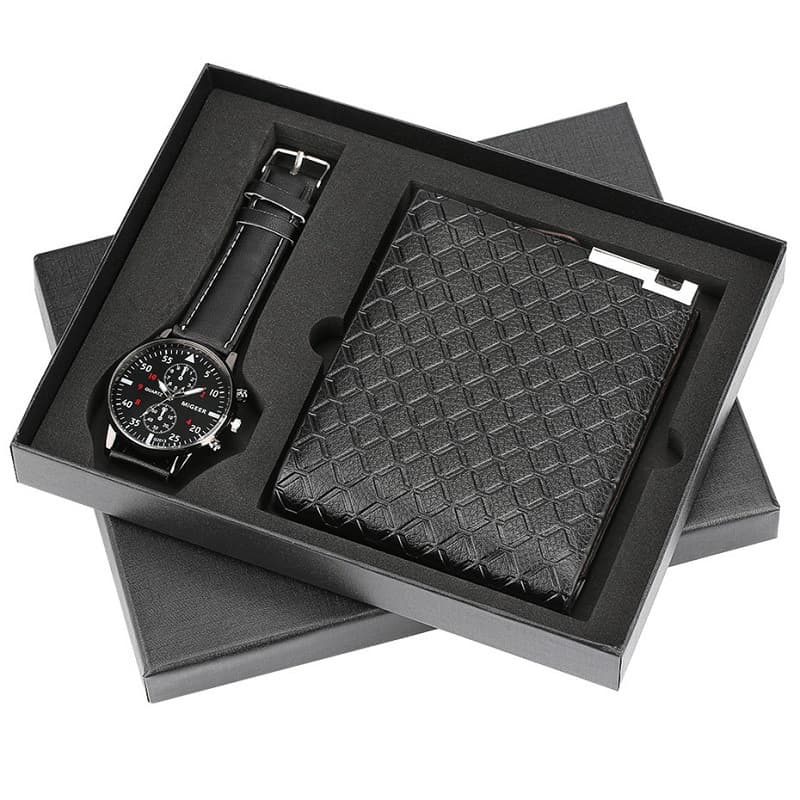 Quartz Wrist Watch Leather Wallet Gift Set for Boyfriend men 4
