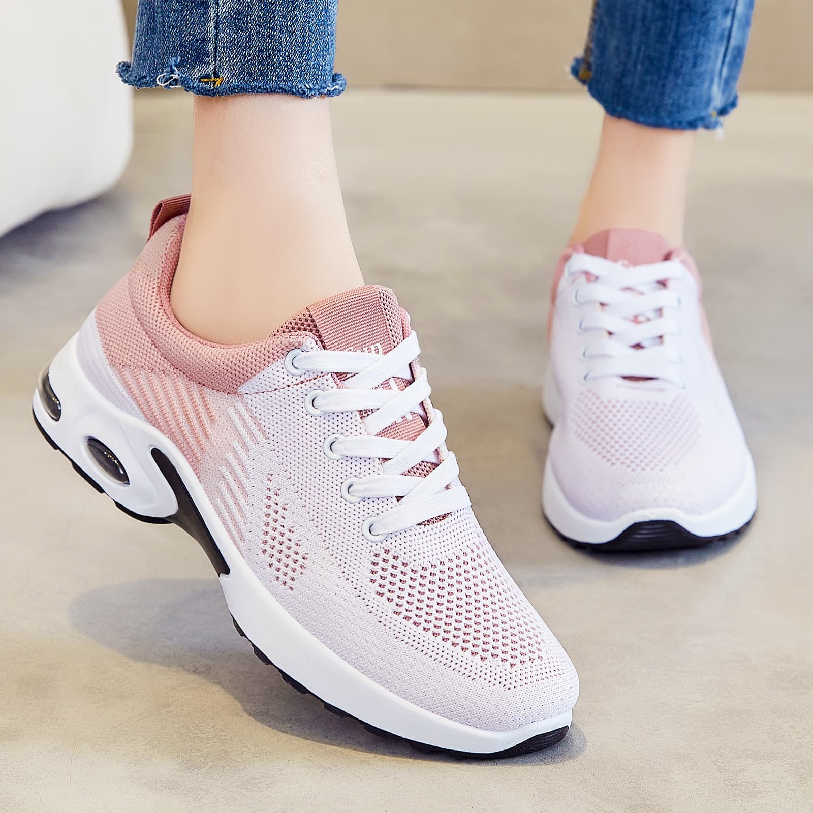 (Cross-border trading), breathable women's mesh casual footwear for leisure, running sneakers, trend of season, made with flyknit technology 2
