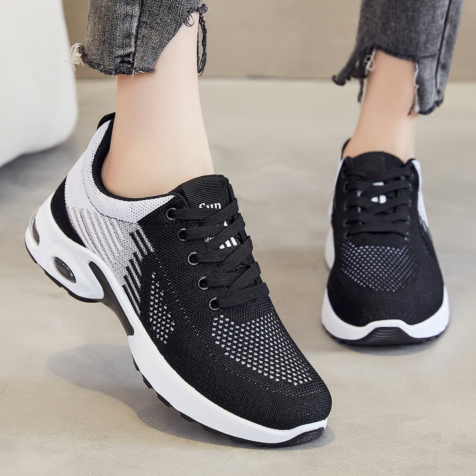 (Cross-border trading), breathable women's mesh casual footwear for leisure, running sneakers, trend of season, made with flyknit technology 3