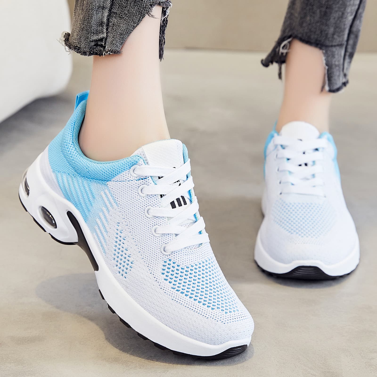 (Cross-border trading), breathable women's mesh casual footwear for leisure, running sneakers, trend of season, made with flyknit technology 4
