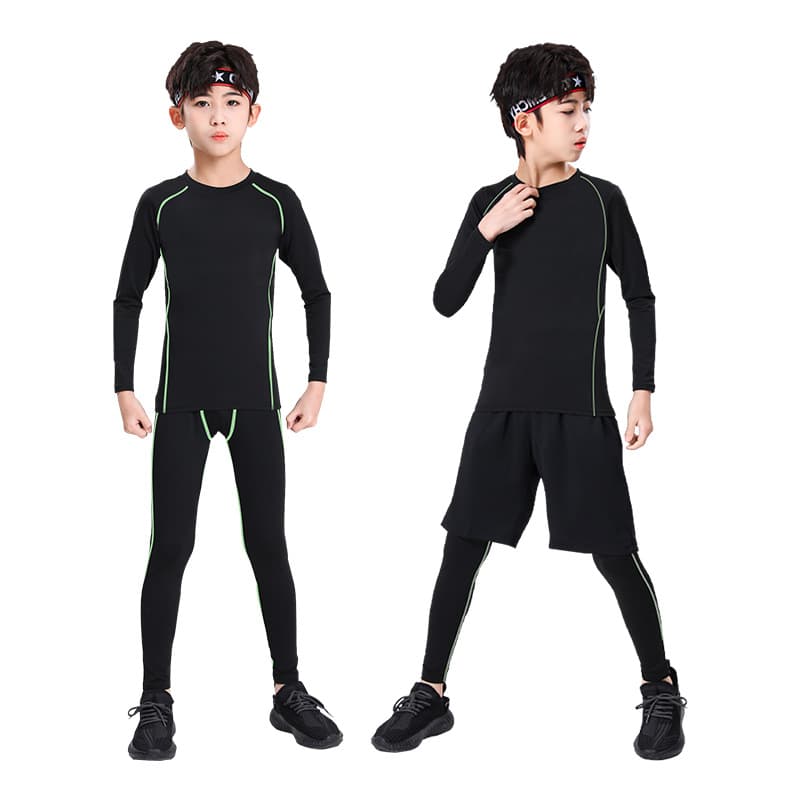 Children's basketball summer autumn football sports suit for training for boys for gym, tight, with short sleeve 5