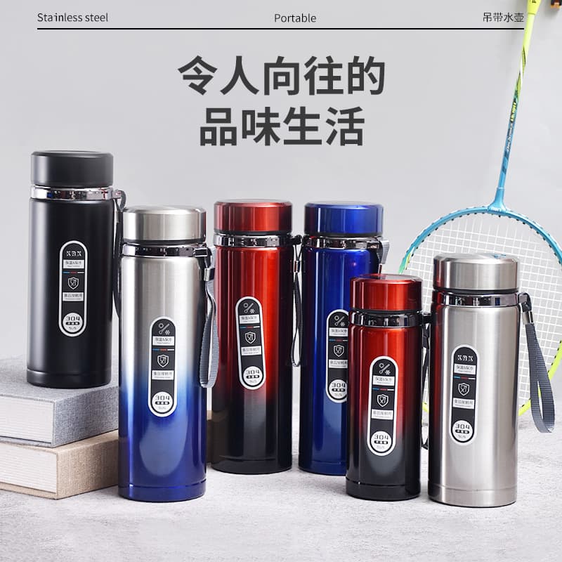 Travel vacuum glass stainless steel for traveling, handheld capacious climbing sports bottle, stainless steel AISI 304, Birthday gift, lifting effect