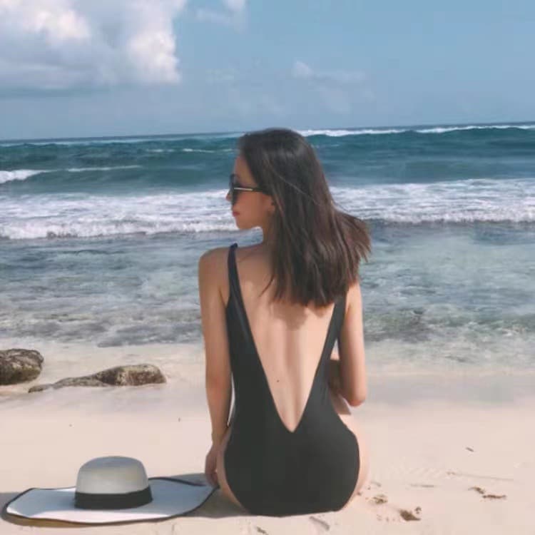 Black brand sexy swimwear for students, beautiful back, internet celebrity 5