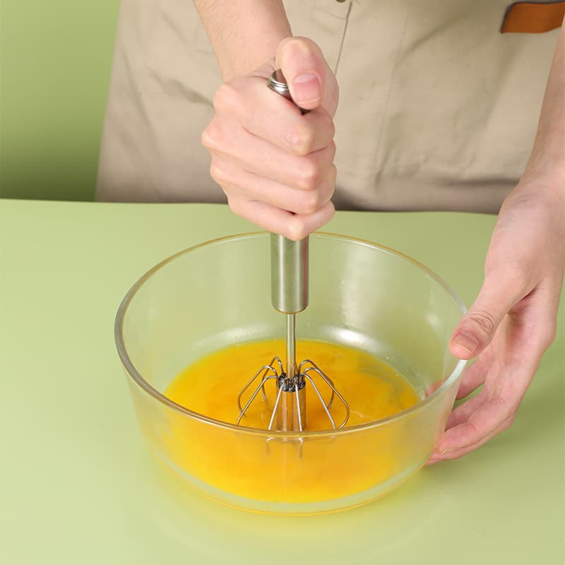 Semi-automatic stainless steel egg beater egg mixer manual press rotary egg beater kitchen baking tool 3