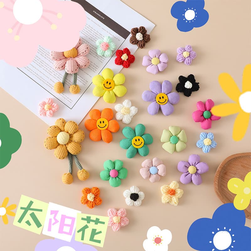 Cloth solar-powered, cute brooch, children's pendant, pin lapel pin, linen bag, accessory, flowered, DIY, Birthday gift