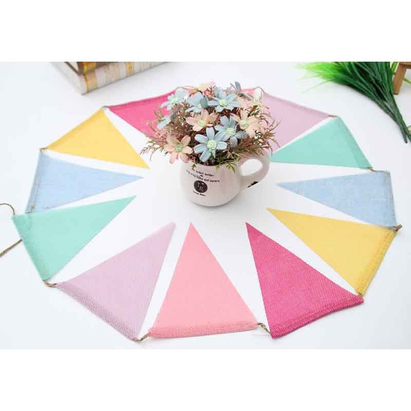 Cross-border imitation linen pennant wedding decoration party flag pulling venue layout hanging flag birthday wedding decoration bunting 3