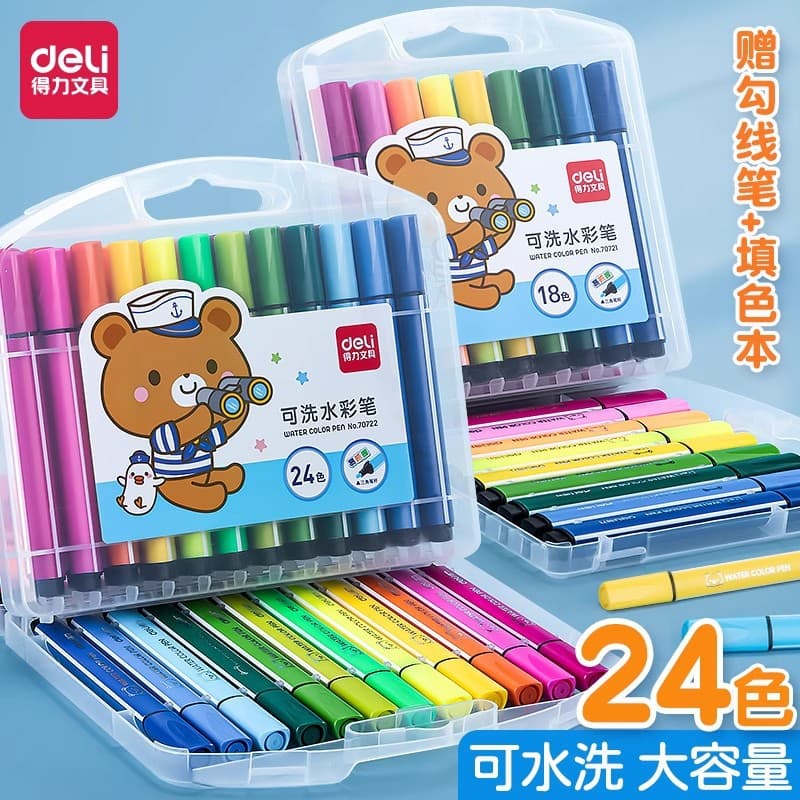 Cartoon triangular watercolour, crayons, coloring book, brush, children's set, 36, 48 colors, washable, Birthday gift 2