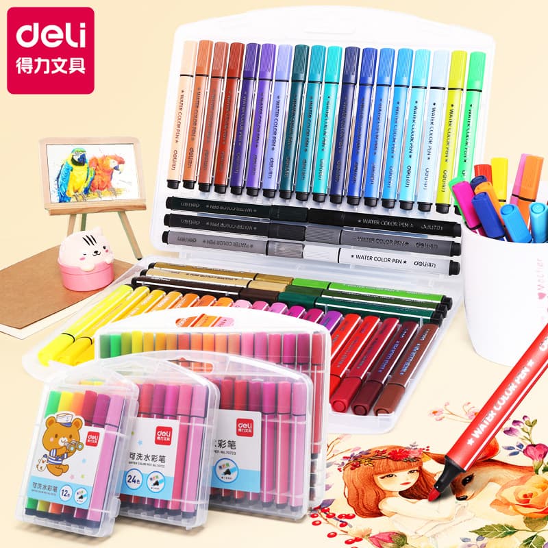 Cartoon triangular watercolour, crayons, coloring book, brush, children's set, 36, 48 colors, washable, Birthday gift
