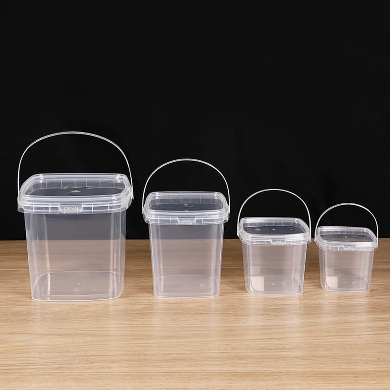 Square transparent plastic bucket packaging small products portable plastic bucket plastic small bucket pp plastic transparent square bucket with lid 2