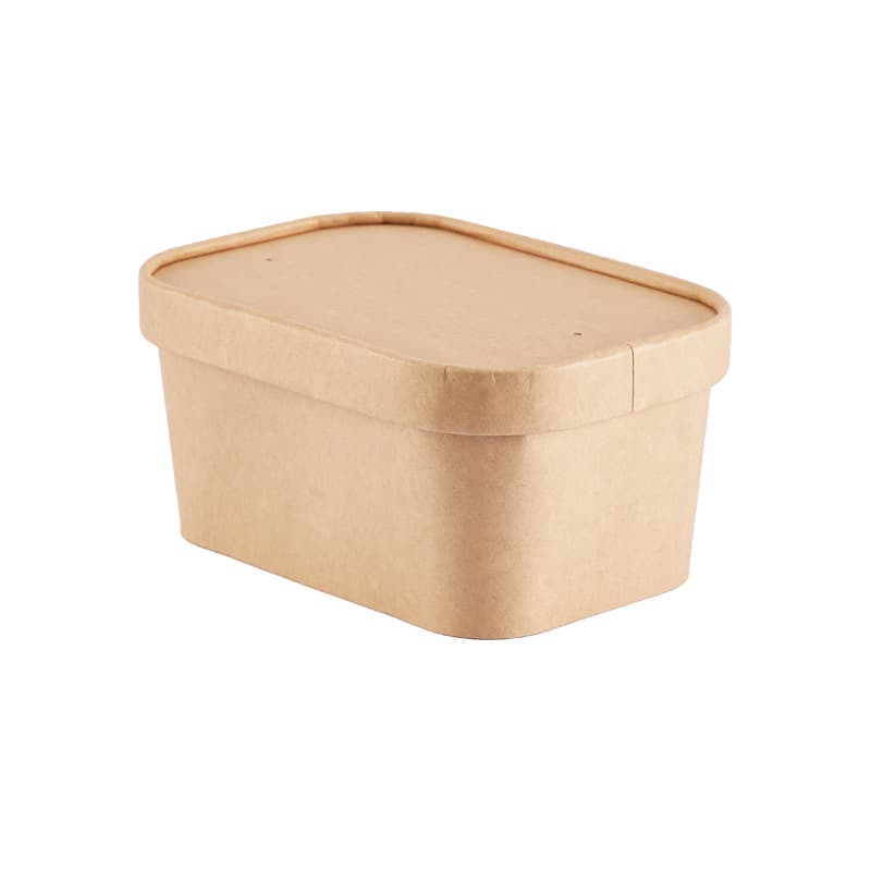 Disposable kraft paper rice bowl packaging box food-grade household microwaveable lunch box sushi picnic fruit box 5