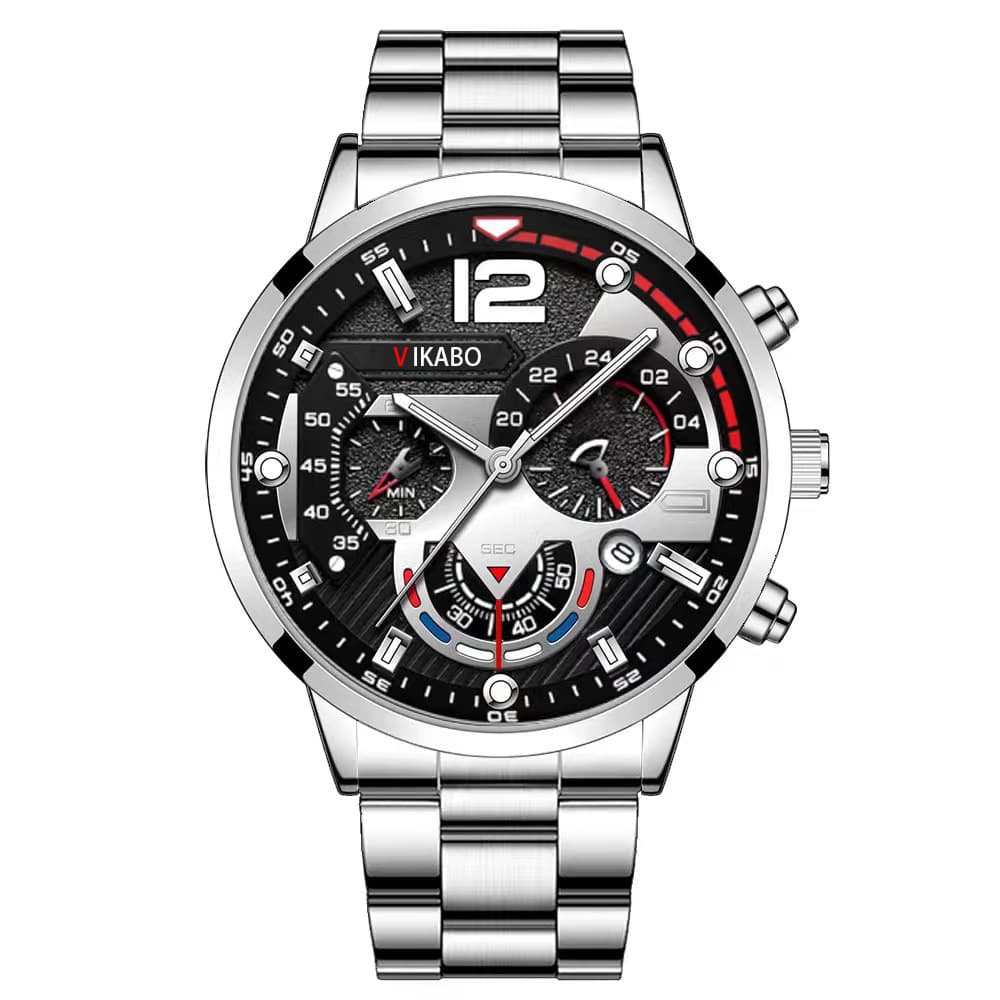 (Cross-border trading), (Wholesale), fashionable quartz steel belt stainless steel, calendar, men's watch, (Physicals) 5