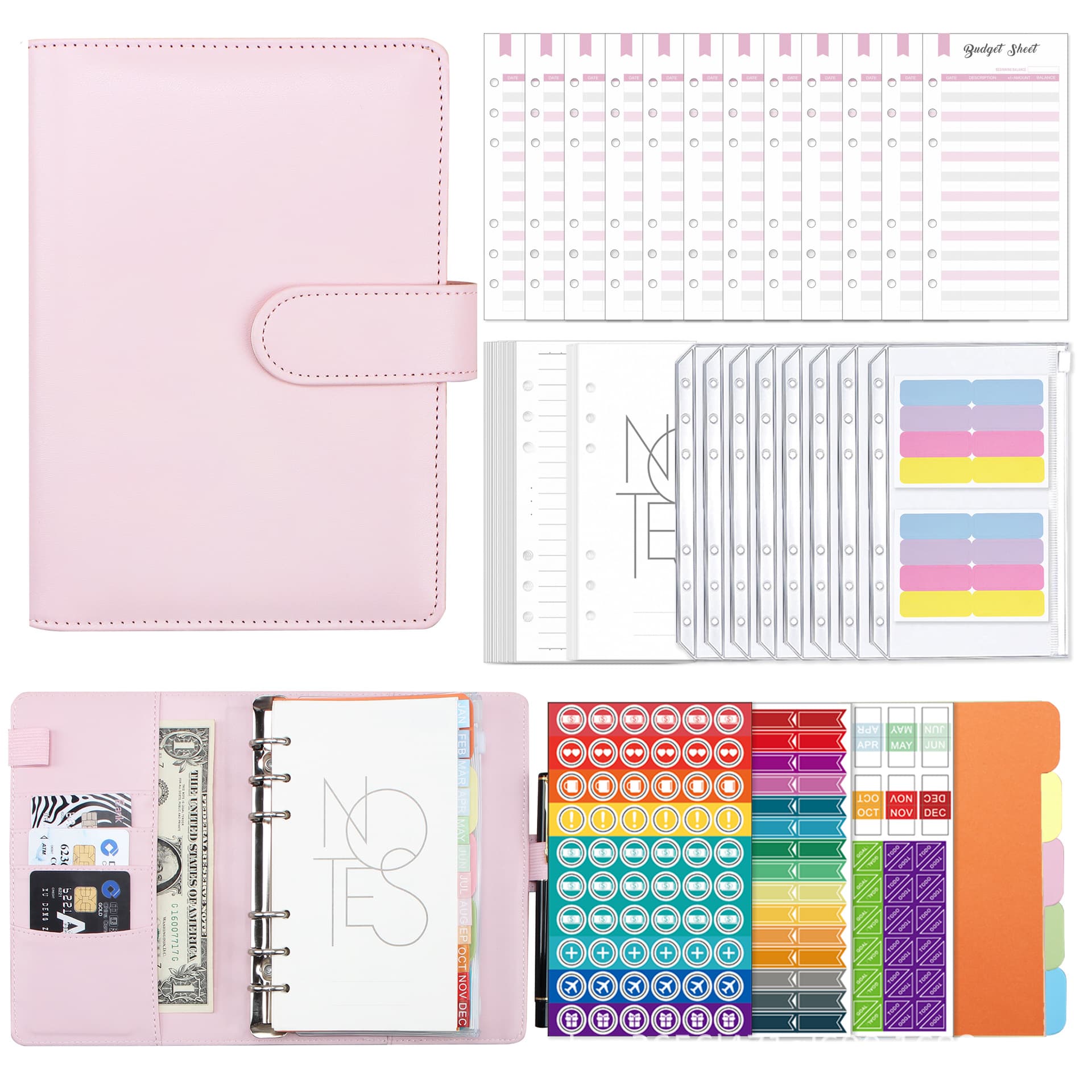 Cross -border spot leather Macaron A6 live page bookkeeping notebook Creative cash budget financial planning handbook 5