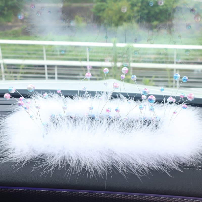 Car pearl crown feather mobile phone inlaid diamond anti -sliding pad creative car supplies mountain camellia female car decoration 2
