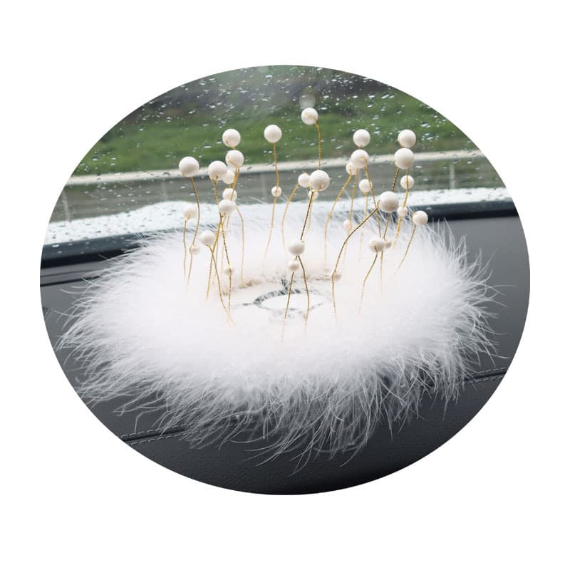 Car pearl crown feather mobile phone inlaid diamond anti -sliding pad creative car supplies mountain camellia female car decoration 5