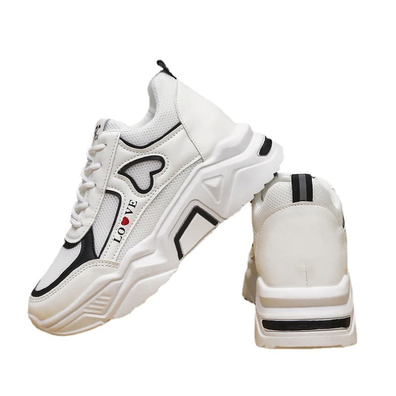 Demi-season low white sneakers for leisure platform, 2022 collection, height increasing, fitted 5