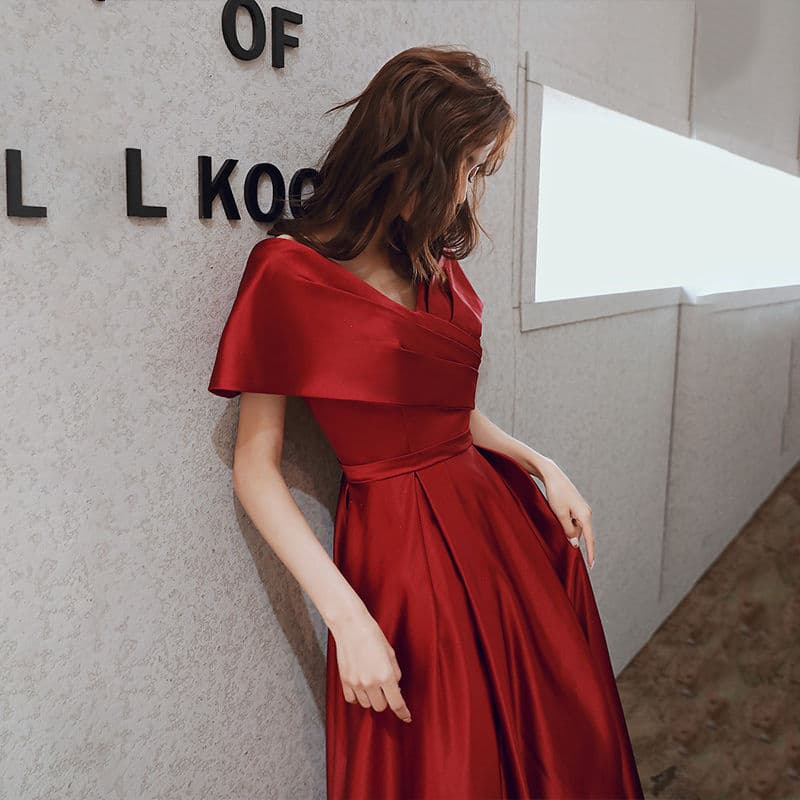 Evening dress, summer burgundy modern long-sleeve for pregnant, increased thickness 3
