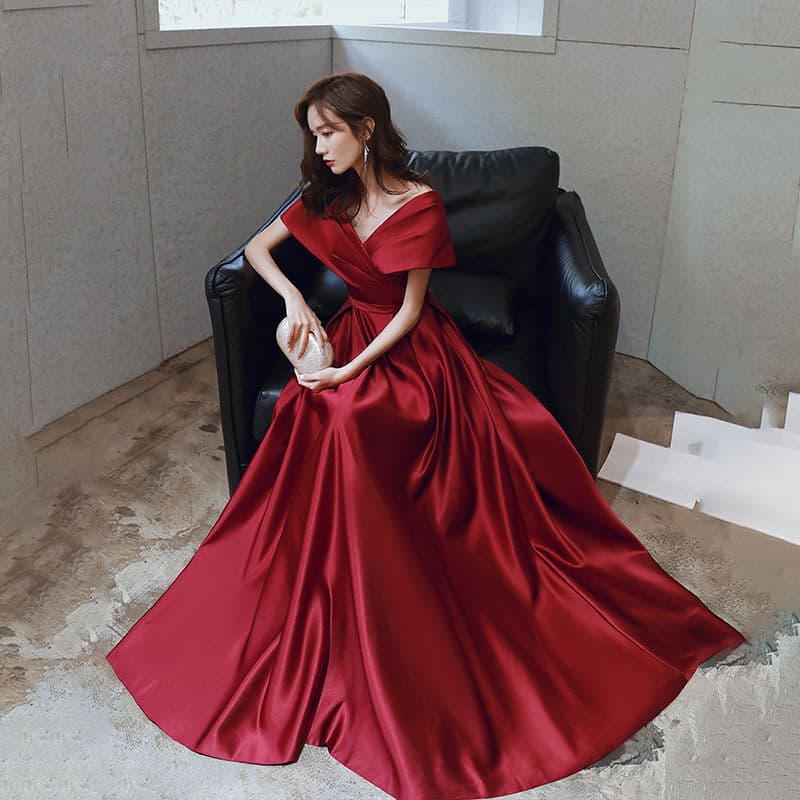 Evening dress, summer burgundy modern long-sleeve for pregnant, increased thickness 4