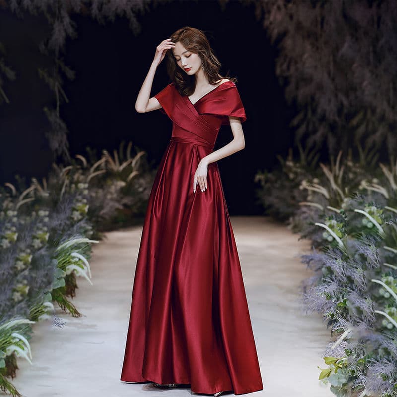 Evening dress, summer burgundy modern long-sleeve for pregnant, increased thickness 5
