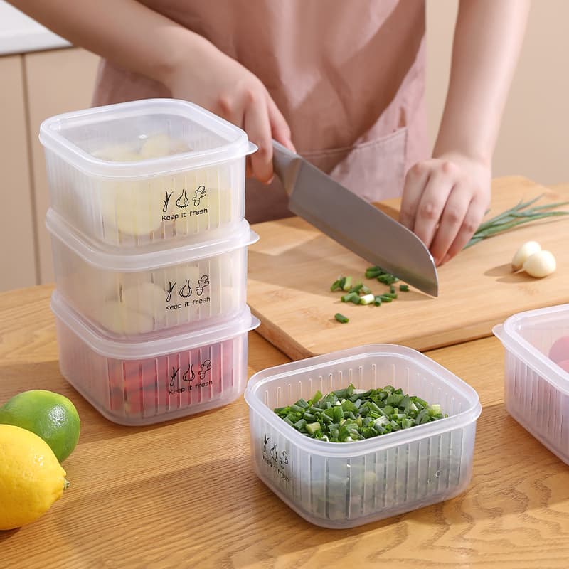Onion ginger, ginger garlic drain box refrigerator, spring onion, fresh box, cover with silk piece of frozen box, kitchen food finishing box