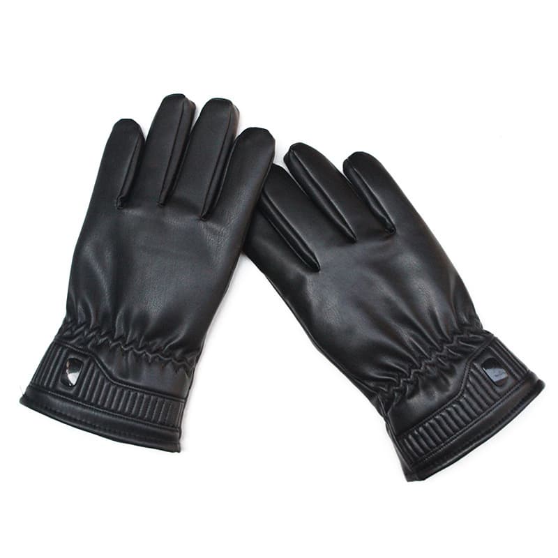 Men's insulated keep warm demi-season travel double-sided windproof black gloves with down 5
