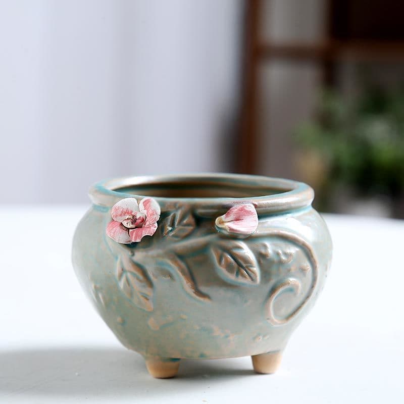 Painted creative ceramic three dimensional flowerpot flower-shaped 2
