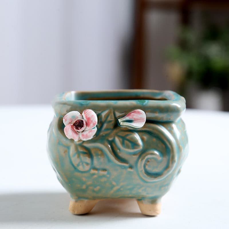 Painted creative ceramic three dimensional flowerpot flower-shaped 4