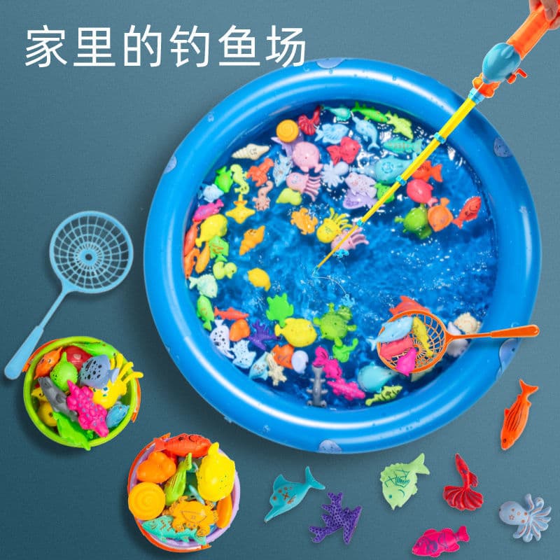 Children's fishes for fishing, set for boys and girls, magnetic family swimming pool, diving 4